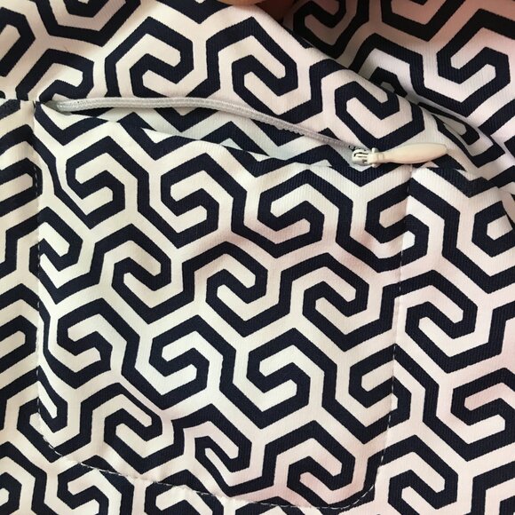 J. Mclaughlin Honeycomb Carmel Pants Women L Blue White Geometric Zip Pocket - Picture 11 of 13